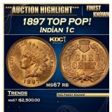 YO 1897 Indian Cent TOP POP! 1c ms67 rb SEGS