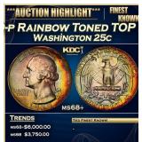 YO 1939-p Washington Quarter Rainbow Toned TOP POP