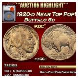 1920-d Buffalo Nickel Near Top Pop! 5c ms66+ SEGS