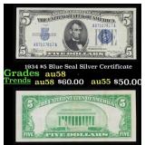 1934 $5 Blue Seal Silver Certificate Grades Choice