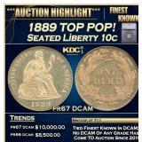 1889 Proof Seated Liberty Dime TOP POP! 10c pr67 D