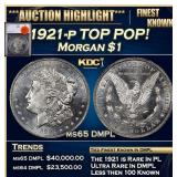 1921-p Morgan Dollar TOP POP! $1 ms65 DMPL SEGS