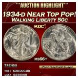 YO 1934-d Walking Liberty Half Dollar Near Top Pop