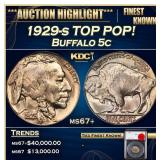 YO 1929-s Buffalo Nickel TOP POP! 5c ms67+ SEGS