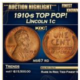 YO 1910-s Lincoln Cent TOP POP! 1c ms67 rd SEGS