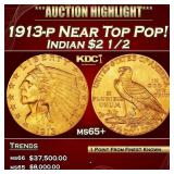 YO 1913-p Gold Indian Quarter Eagle Near Top Pop!