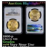 NGC 1900-p Gold Liberty Double Eagle $20 au58 NGC