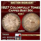 YO 1827 Capped Bust Half Dollar Colorfully Toned 5