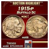 1915-p Buffalo Nickel 5c ms68 SEGS