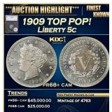 1909 Proof Liberty Nickel TOP POP! 5c pr68+ cam SE