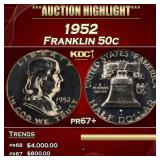 YO 1952 Proof Franklin Half Dollar 50c pr67+ SEGS