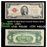 1928D $2 Red Seal United States Note Grades vf++