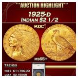 YO 1925-d Gold Indian Quarter Eagle $2 1/2 ms65+ S