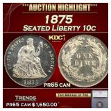 1875 Proof Seated Liberty Dime 10c pr65 cam SEGS