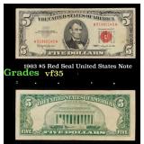 1963 $5 Red Seal United States Note Grades vf++