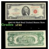 1963 $2 Red Seal United States Note Grades xf