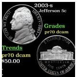 2003-s Proof Jefferson Nickel 5c pr70 dcam SEGS