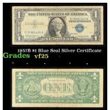 1957B $1 Blue Seal Silver Certificate Grades vf+