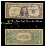 1957B $1 Blue Seal Silver Certificate Grades f+