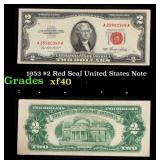 1953 $2 Red Seal United States Note Grades xf