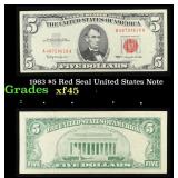 1963 $5 Red Seal United States Note Grades xf+