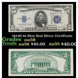 1934D $5 Blue Seal Silver Certificate Grades Choic