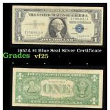 1957A $1 Blue Seal Silver Certificate Grades vf+