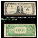 1935A $1 Blue Seal Silver Certificate Grades vf++