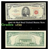 1963 $5 Red Seal United States Note Grades vf++