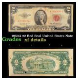 1953A $2 Red Seal United States Note Grades xf det