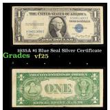 1935A $1 Blue Seal Silver Certificate Grades vf+