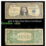 1957 $1 Blue Seal Silver Certificate Grades vf+