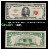 1963 $5 Red Seal United States Note Grades vf++