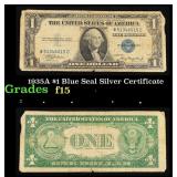 1935A $1 Blue Seal Silver Certificate Grades f+