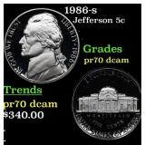 1986-s Proof Jefferson Nickel 5c pr70 dcam SEGS