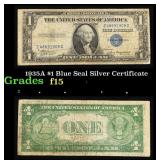 1935A $1 Blue Seal Silver Certificate Grades f+