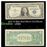 1957 $1 Blue Seal Silver Certificate Grades vf+