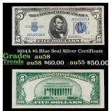 1934A $5 Blue Seal Silver Certificate Grades Choic