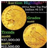 *Highlight* 1913-p Gold Indian Quarter Eagle Near