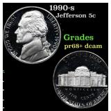 1990-s Proof Jefferson Nickel 5c Grades GEM++ Proo