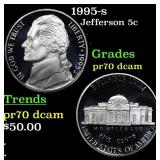 1995-s Proof Jefferson Nickel 5c pr70 dcam SEGS