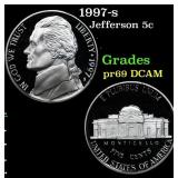 1997-s Proof Jefferson Nickel 5c Grades GEM++ Proo