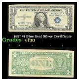 1957 $1 Blue Seal Silver Certificate Grades vf++