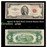 1953A $2 Red Seal United States Note Grades xf