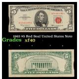 1963 $5 Red Seal United States Note Grades xf