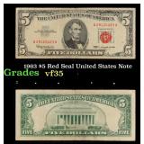 1963 $5 Red Seal United States Note Grades vf++