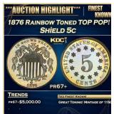 1876 Proof Shield Nickel Rainbow Toned TOP POP! 5c