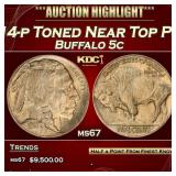 IC 1914-p Buffalo Nickel Toned Near Top Pop! 5c ms