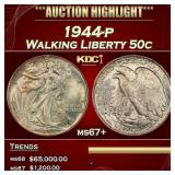 1944-p Walking Liberty Half Dollar 50c ms67+ SEGS