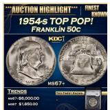 YC 1954-s Franklin Half Dollar TOP POP! 50c ms67+